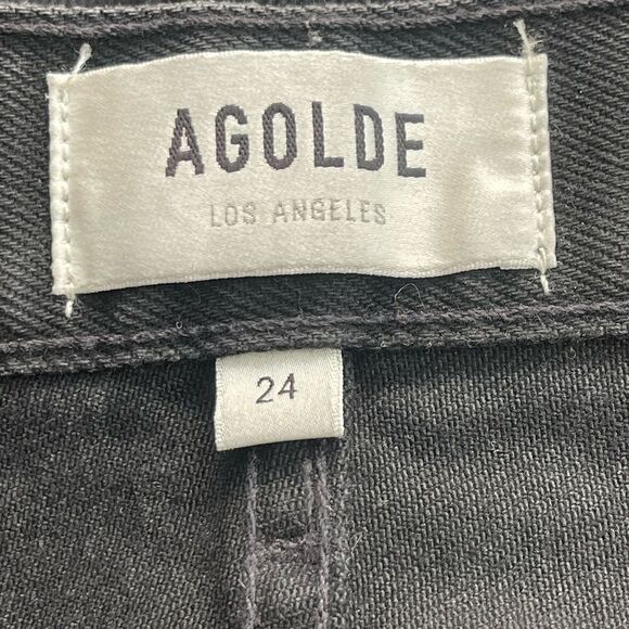 AGOLDE Cherie High Rise Straight jeans black destroyed ripped knees SIZE: 24 - Picture 9 of 11